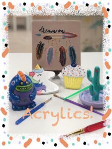 Acrylics on ceramic at Claytopia in Erie PA