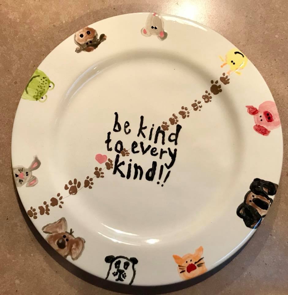 Be Kind to every kind ceramic plate Claytopia Erie PA