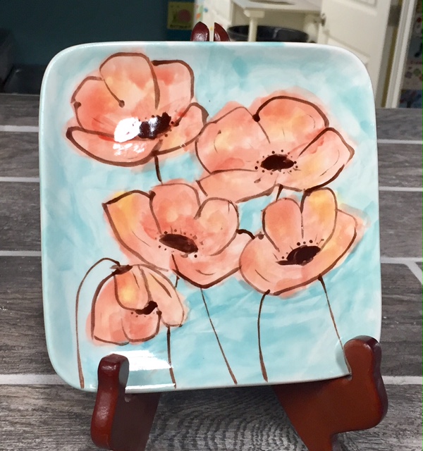 Dainty Flowers Sample Square Salad Plate Claytopia Erie PA