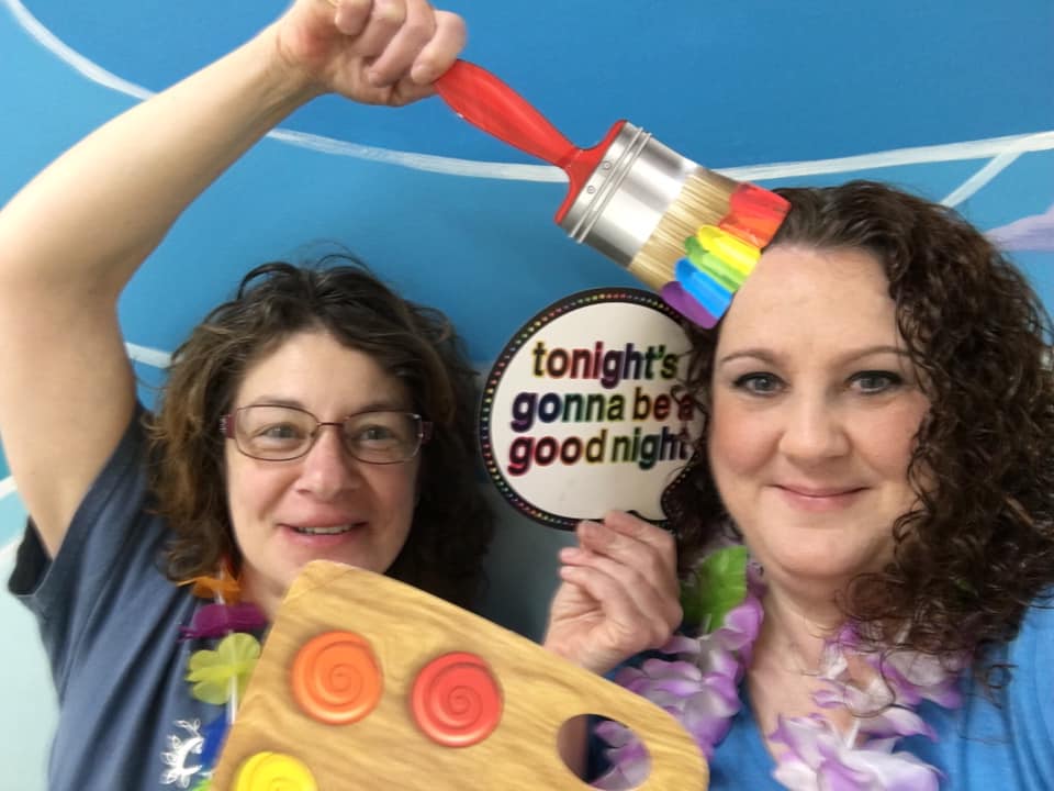 Leanne & Christy having fun at Claytopia in Erie PA