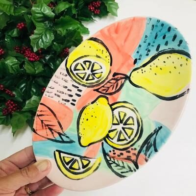 Lemons Ceramic Plate Claytopia Erie PA