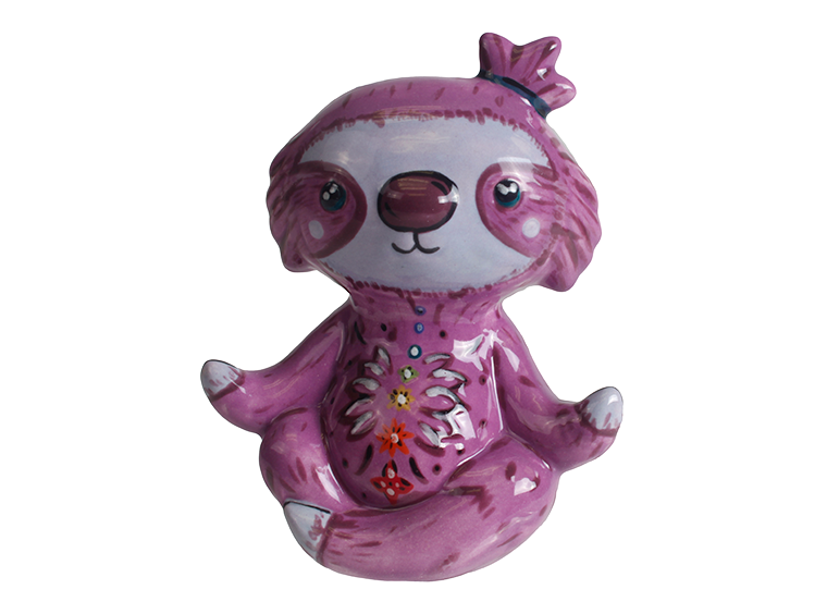 Buddha Sloth Bisque Buddy painted Claytopia Erie PA